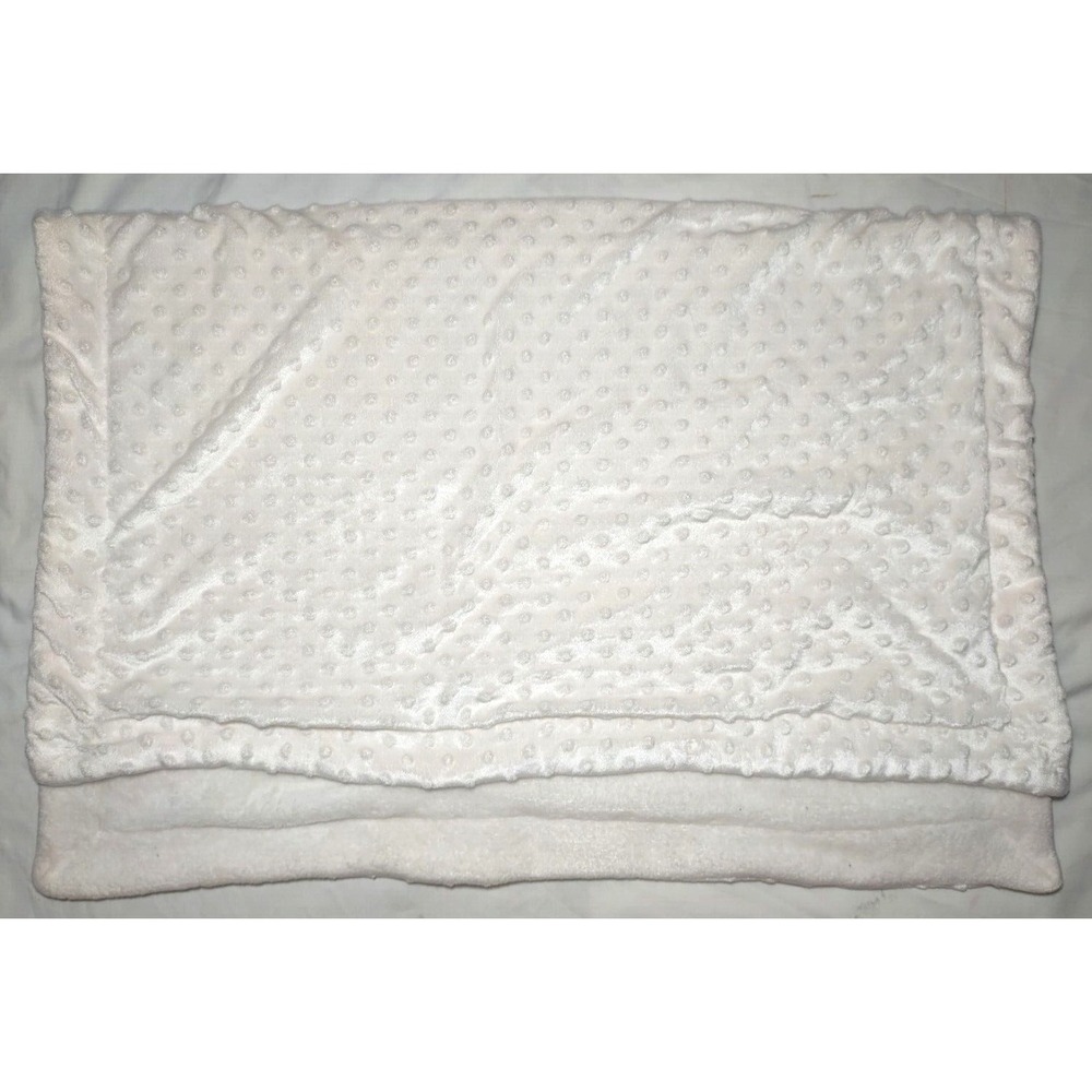 SL Home Fashions Solid Beige Blanket Raised Minky Dots White Soft Baby RN 119741 - Picture 2 of 3